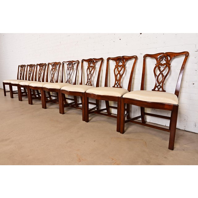 Maitland Smith Georgian Carved Mahogany Dining Chairs, Set of Eight For Sale - Image 12 of 12