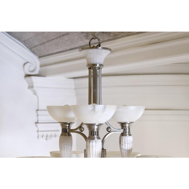 Art Deco Chandelier with Alabaster Bowls and Illuminated Cones, 1990s For Sale - Image 16 of 18