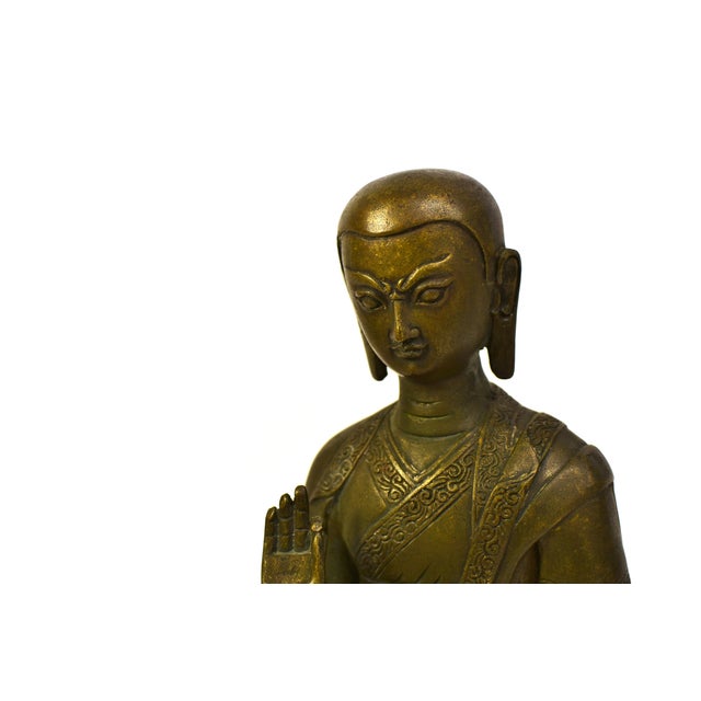 Antique Bronze Tibetan Teacher Tsongkhapa Statue For Sale - Image 10 of 16