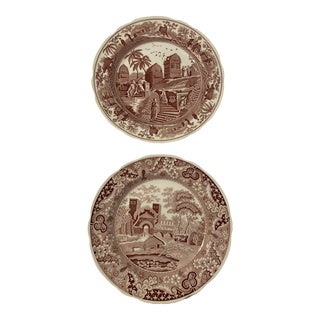 1990s Spode Archive Collection Decorative Red Plates- Set of 2 For Sale