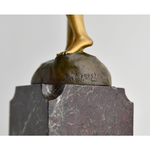 Joe Descomps, Lady, 1900, Bronze amd Marble For Sale - Image 9 of 13