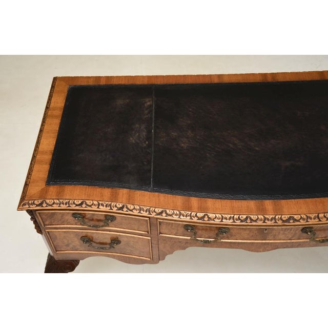 Wood Burr Walnut Desk with Leather Top, 1930s For Sale - Image 7 of 13