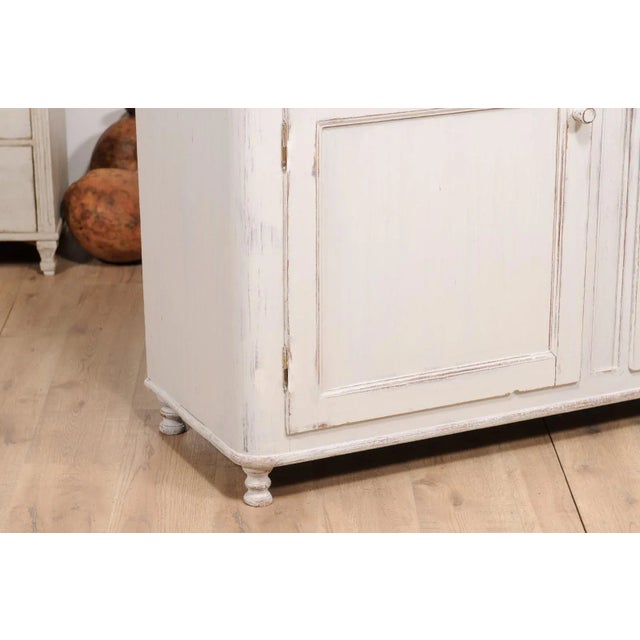 Wood 1830s Swedish Grey Painted Sideboard with Single Drawer over Two Doors For Sale - Image 7 of 12