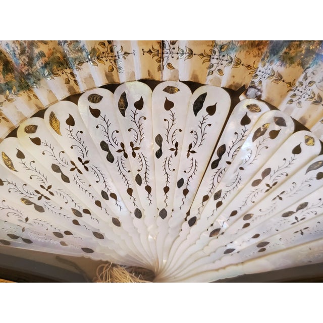 Lovely 19th century fan from the collection of Carole Luna from Cadiz Spain. Beautifully framed under glass with giltwood...