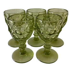 Provincial Green Cordial Glasses by Imperial Glass Co. - Set of 5