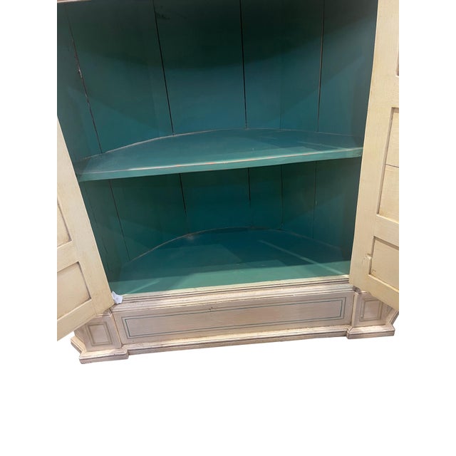 Mid 20th Century Corner Cupboard with Domed Interior Painted and Faux Marbleized Ivory and Green For Sale In Boston - Image 6 of 18