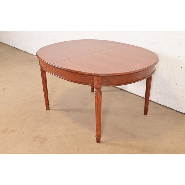 Brown Henredon Style French Regency Louis XVI Teak Extension Dining Table, Newly Refinished For Sale - Image 8 of 15
