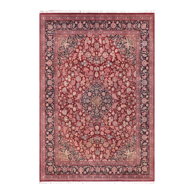 Intricate Elegant Pak-Persian Red/Blue Wool Rug - 9'2'' X 12'3'' For Sale