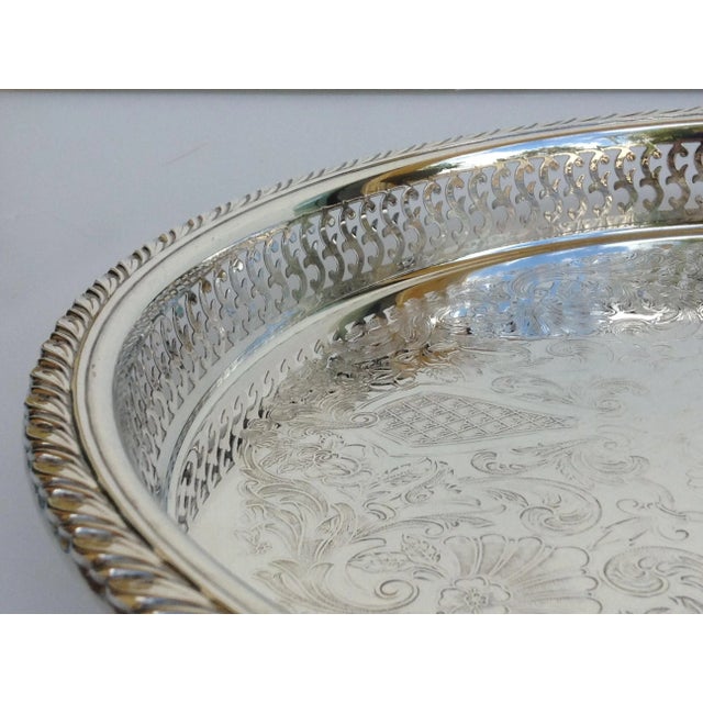 C1970's Silverplate Pierced Large Celtic Server Tray or Platter For Sale In West Palm - Image 6 of 10