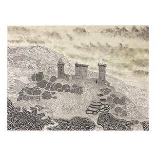 Pascal Plazanet, Chateau De Foix, 1999, Rapidography & Ink on Paper For Sale