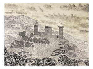 Pascal Plazanet, Chateau De Foix, 1999, Rapidography & Ink on Paper