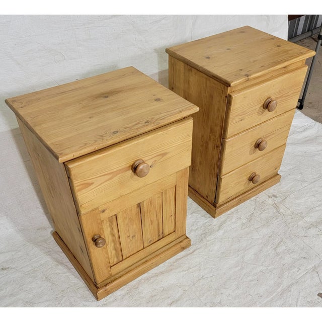Vintage Pair of Custom Made Pine Nightstands From England. This pair of vintage nightstands was in a village near...