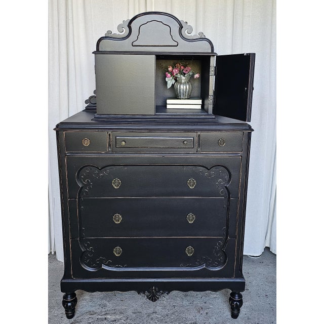 Circa 1930's Chest of Drawers, Ebonized, Distressed Dresser For Sale - Image 9 of 17