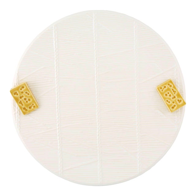 Bordallo Pinheiro White Cheese Tray with Yellow Cheese, 12" For Sale