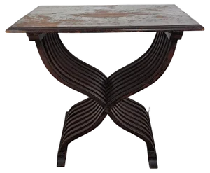 Antique Italian Walnut Savonarola Console Table or Side Table