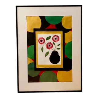Modern Tempera Floral Still Life Signed "Bonita" For Sale
