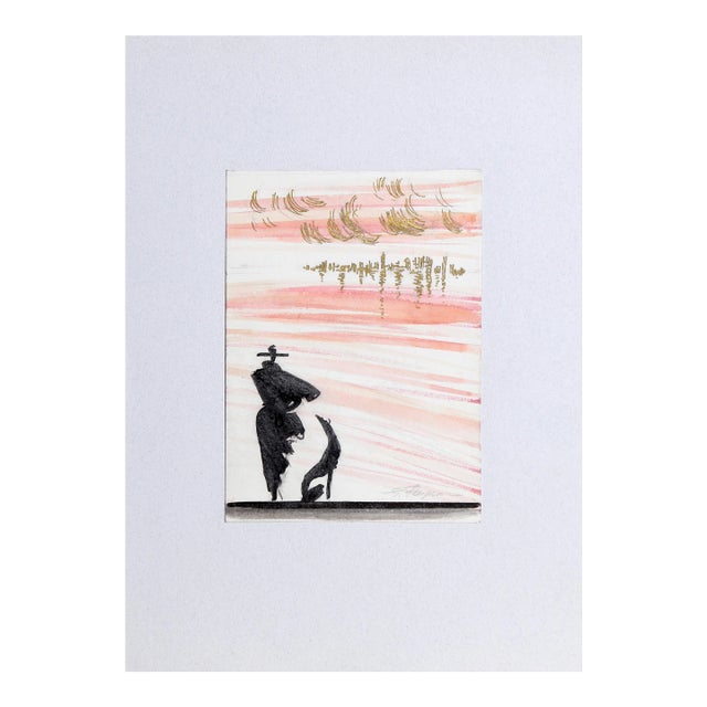 Pink Sunset, Erik Freyman Marker on Paper, Signed in Pencil For Sale