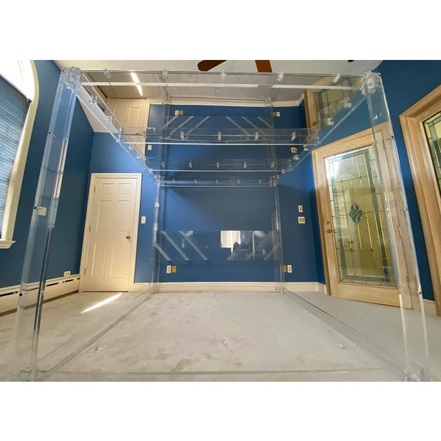 Glass 1970's Lucite King Size Bed With Canopy Mirror Ceiling Option For Sale - Image 7 of 13