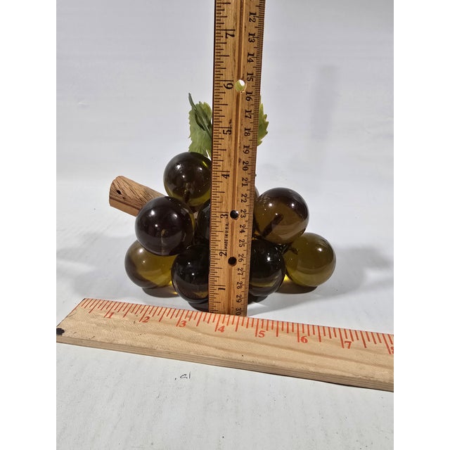 Acrylic Lucite Glass Grapes on Driftwood Cluster Mid Century Modern Avacado Green For Sale In Cleveland - Image 6 of 6
