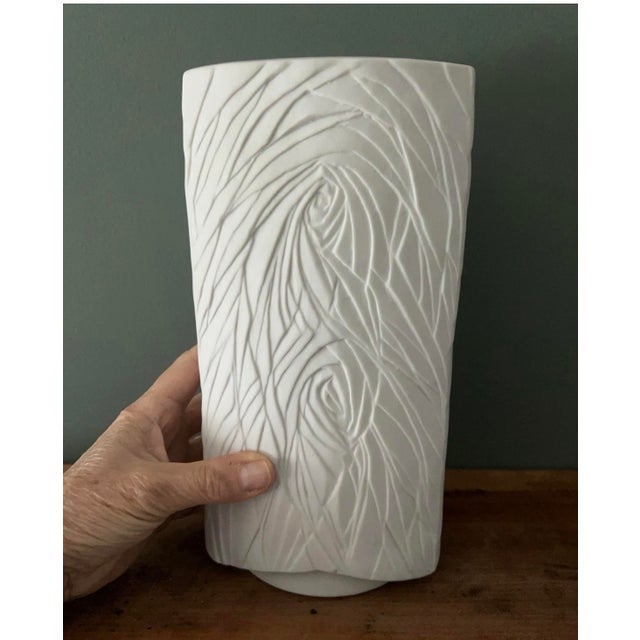 White Vintage Naaman White Porcelain Triangular Modern Vase For Sale - Image 8 of 12