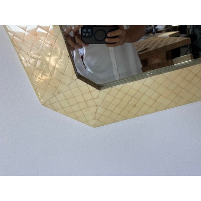 1980’s Postmodern Tessellated Bone Wall Mirror, Attributed to Enrique Garcel For Sale - Image 11 of 12