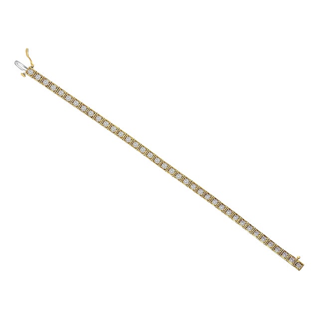 Five Carat Diamond Tennis Bracelet with Square Bezel Setting 14k Yellow Gold For Sale