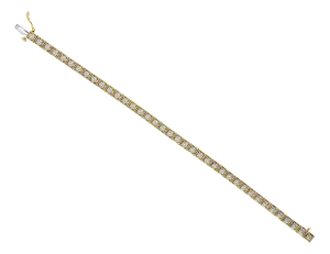 Five Carat Diamond Tennis Bracelet with Square Bezel Setting 14k Yellow Gold