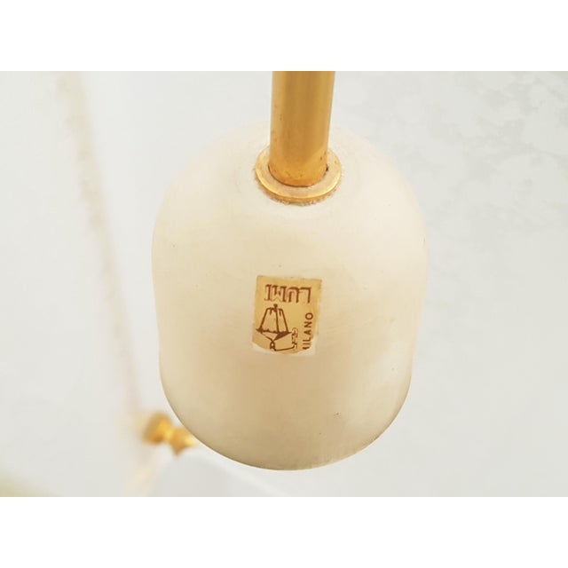Gilt Metal and Etched Glass Pendant Lamp by Oscar Torlasco for Lumi, 1960s For Sale - Image 12 of 15