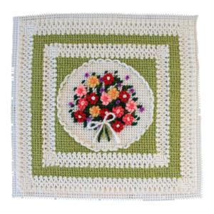 Vintage Unframed Floral Needlepoint Wall Hanging