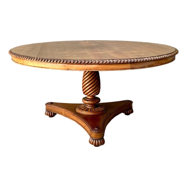 Vintage Turned Wood Dining Table For Sale