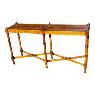 1970s Faux Bamboo Console Sofa Table Brandt For Sale