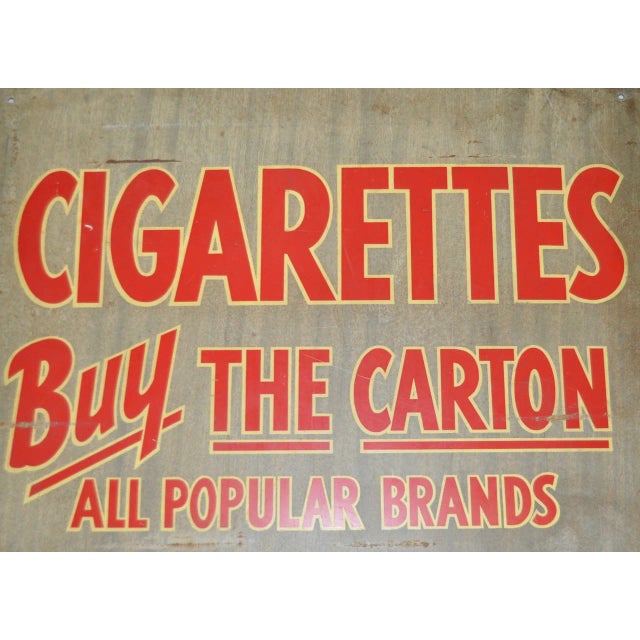 Vintage Cigarette Advertising Sign on Metal C.1950 For Sale - Image 5 of 6