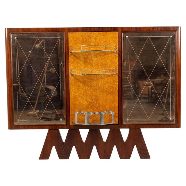 Mid-Century Modern Wooden Italian Bar attributed to Osvaldo Borsani, 1950s For Sale - Image 11 of 11