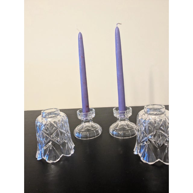 1980s Vintage Godinger Shannon Crystal Mini Hurricane Candle Holders For Sale - Image 5 of 6