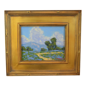 M. Graison, California Landscape "Lavender Fields" Painting Including the Antiqued Gold Wood Frame