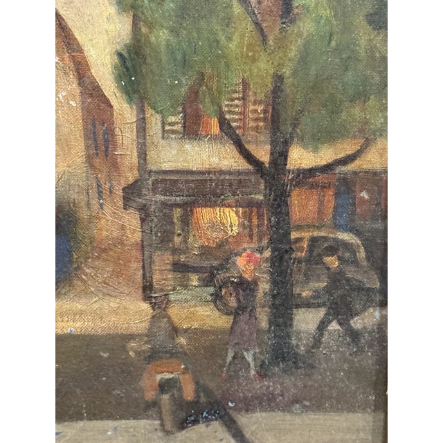 1930s 1930s Stunning Wpa Era Cityscape Masterpiece Oil Painting Signed "L. Becker" For Sale - Image 5 of 10