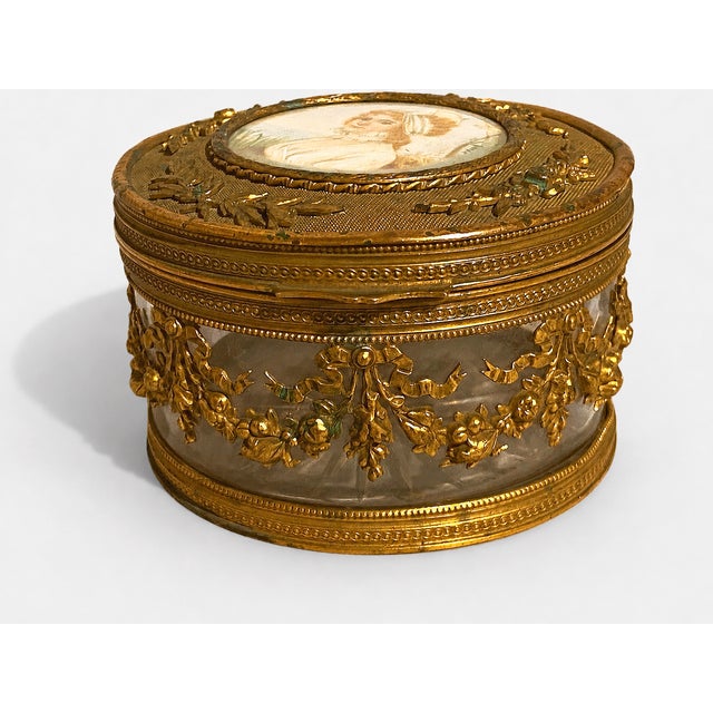 French 19th C Jean Derval French Gilt Bronze Crystal Box - 1 Pc For Sale - Image 3 of 14