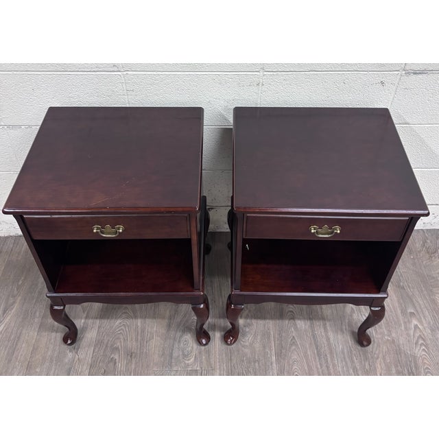 Queen Anne Vintage Bombay Company Nightstands Side Tables - Matching Pair For Sale - Image 3 of 16