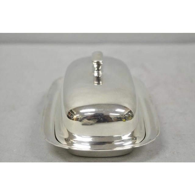 Reed & Barton Vintage Reed & Barton Art Deco Mid Century Modern Silver Plated Butter Dish For Sale - Image 4 of 13