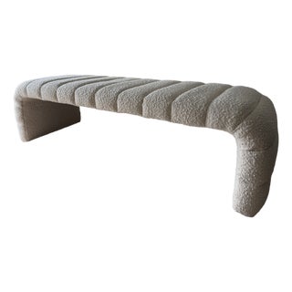 Coco Republic Cream Boucle Bench - Fully Upholstered 60"w For Sale