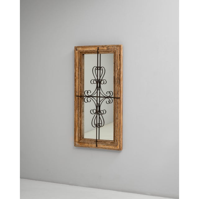 1900s French Wood Patinated Mirror With Wrought Iron Details For Sale - Image 18 of 18