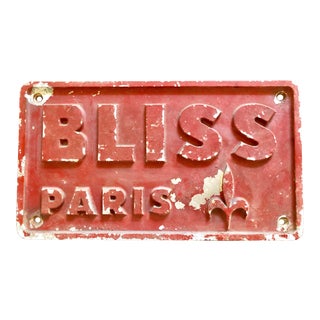 Vintage Paris Bliss Fleur De Lys Sign For Sale