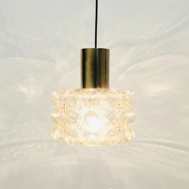 Large Mid-Century Modern Amber Bubble Glass Pendant Light by Helena Tynell for Limburg, Germany, 1960s For Sale - Image 6 of 10