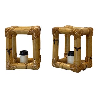 Bamboo Table Lamps, 1970s, Set of 2 For Sale