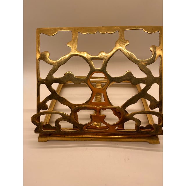 Mid Century Solid Brass Folding Bookstand Footed Adjustable For Sale - Image 4 of 11
