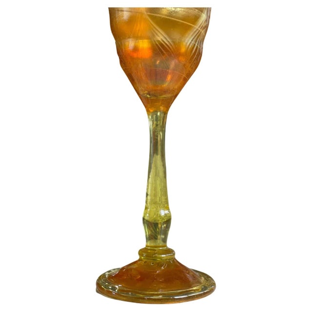Traditional Antique Tiffany Favrile Iridescent Glass Goblet For Sale - Image 3 of 5