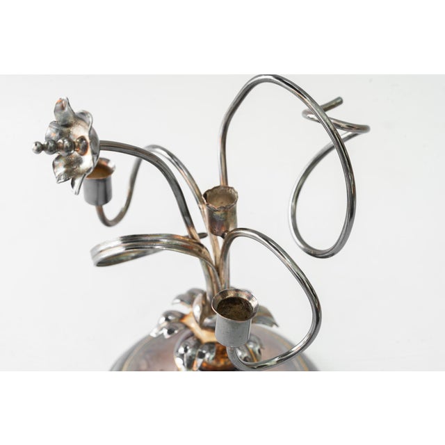Silver Jugendstil Silvered Brass Candleholder for 3 Candles, Vienna, Austria, 1908 For Sale - Image 8 of 15