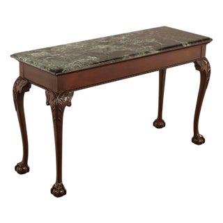 Stickley Chippendale Style Marble Top Mahogany Sofa Table Console For Sale