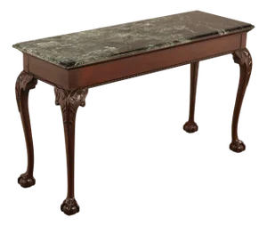 Stickley Chippendale Style Marble Top Mahogany Sofa Table Console