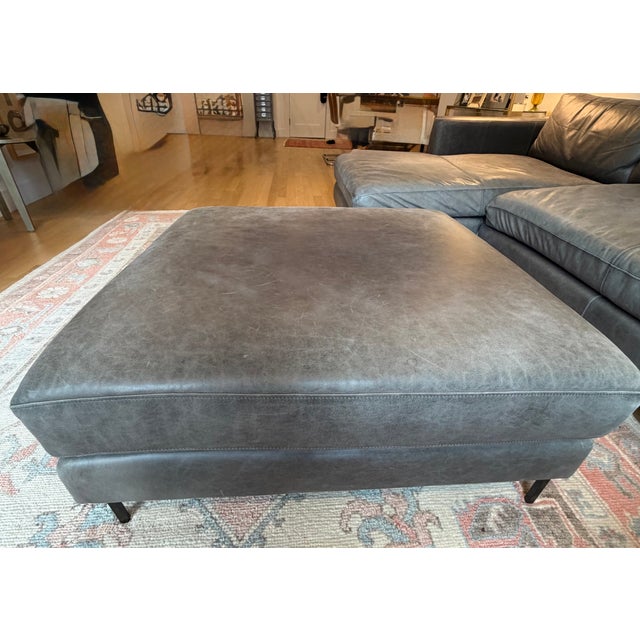 Animal Skin Pottery Barn: Jake Leather Sectional, Indigo For Sale - Image 7 of 10
